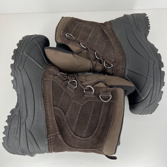 Totes Brown/Black Lined Mens Size 8 Weatherproof Waterproof Winter Duck Boots - Picture 7 of 10